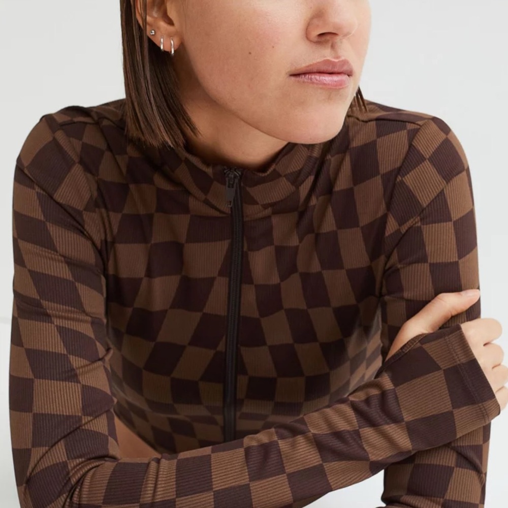 H&M Divided brown short zip-up jacket Size Large